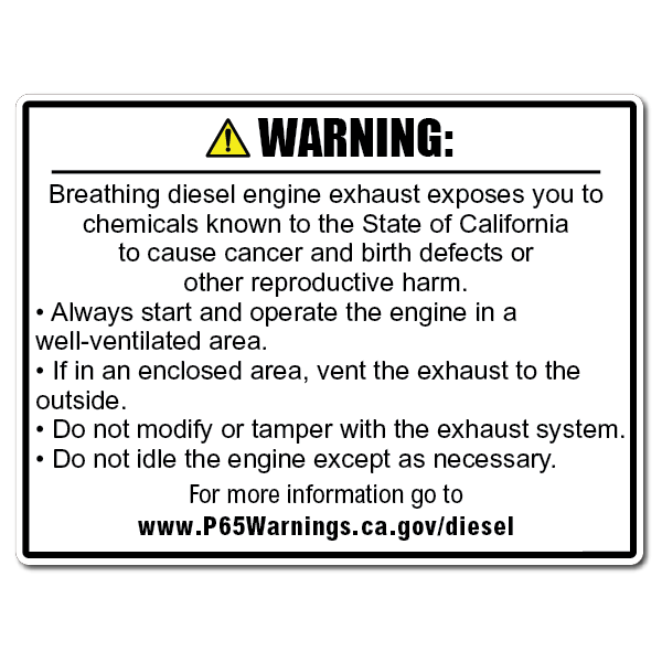Diesel Environmental Exposures Warnings - 25607.14