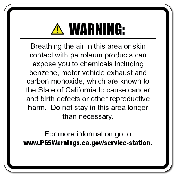 Service Station Environmental Exposures Warnings - 25607.27ss